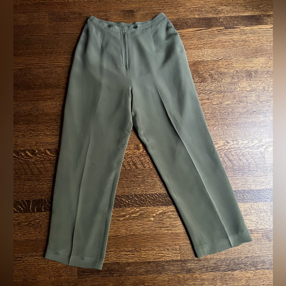 Vintage Olive Silk Trousers